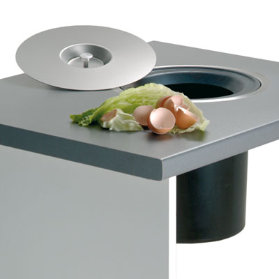 Afvalsysteem inbouw in het werkblad 