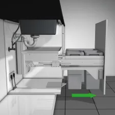 Afvalsysteem uittrek spoelkastladen 