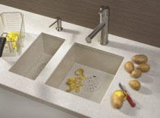Geïntegreerde spoelbak keramisch werkblad (Bron: Kemie)